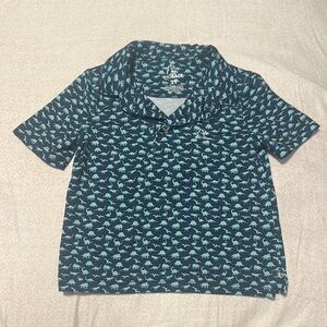Rhoback Kids Dinosaur Print Polo - Blue and Green
